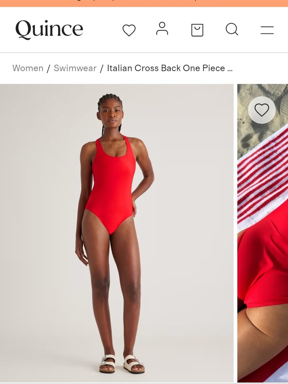 Quince Red Italian Cross-Back One-Piece Swimsuit NWT XL